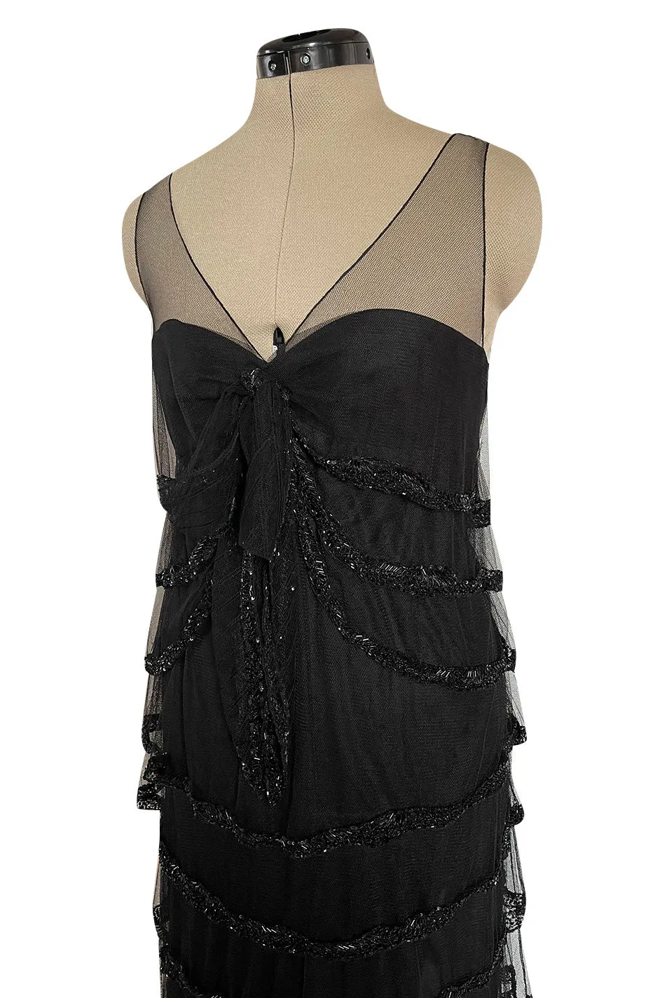 Fall 2006 Nina Ricci by Lars Nilsson Look 34 Black Net Column Dress w Densely Beaded Detailing
