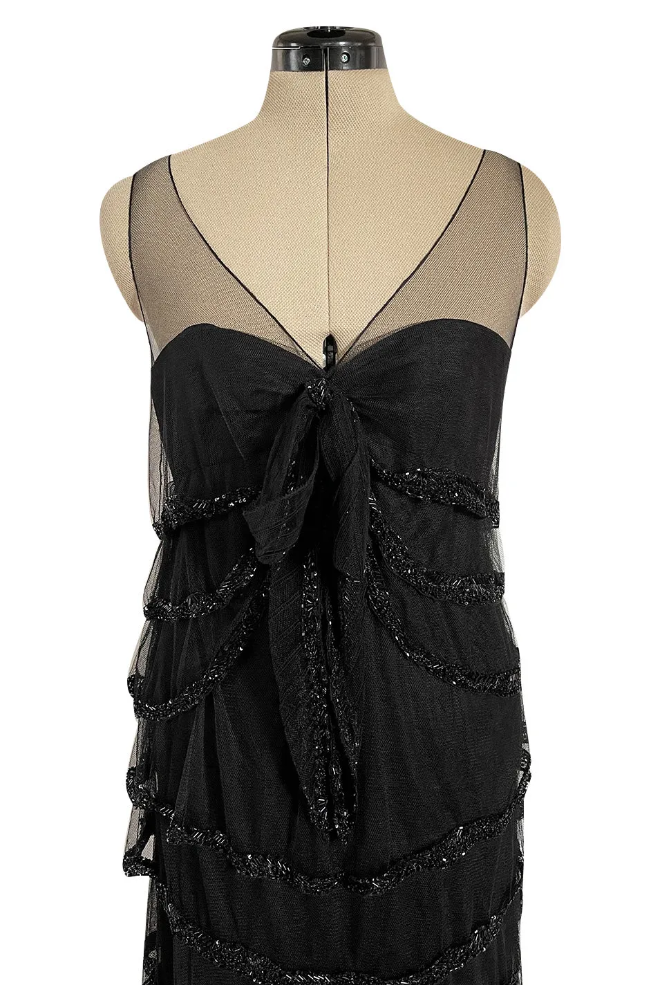 Fall 2006 Nina Ricci by Lars Nilsson Look 34 Black Net Column Dress w Densely Beaded Detailing