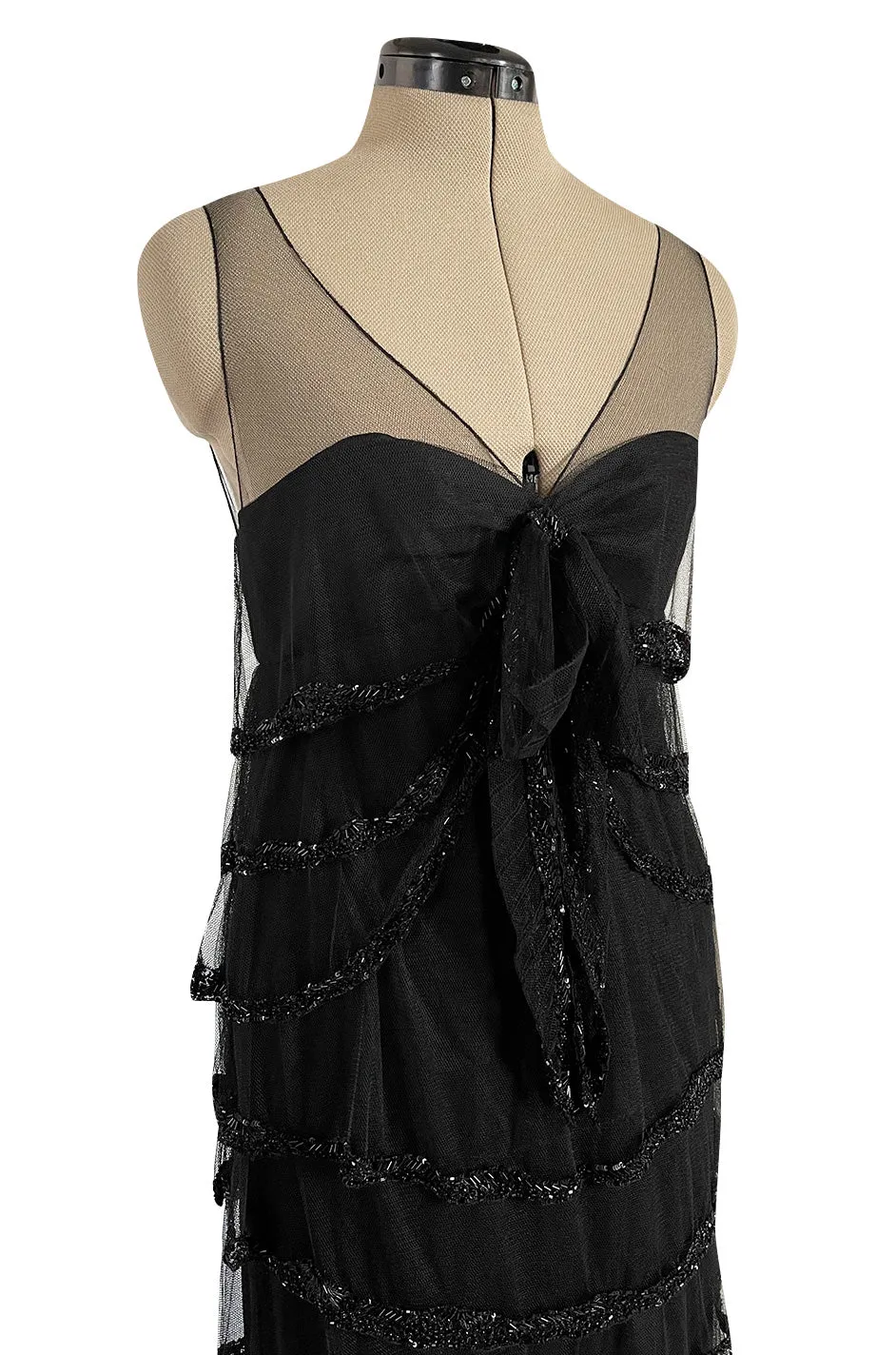 Fall 2006 Nina Ricci by Lars Nilsson Look 34 Black Net Column Dress w Densely Beaded Detailing