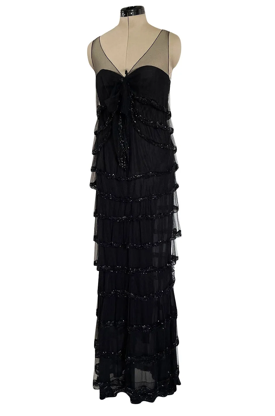 Fall 2006 Nina Ricci by Lars Nilsson Look 34 Black Net Column Dress w Densely Beaded Detailing