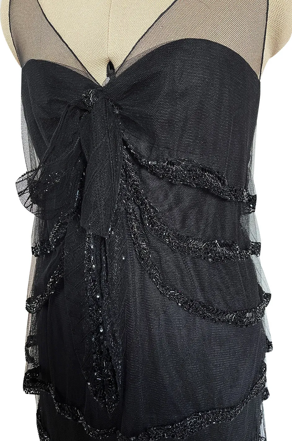 Fall 2006 Nina Ricci by Lars Nilsson Look 34 Black Net Column Dress w Densely Beaded Detailing