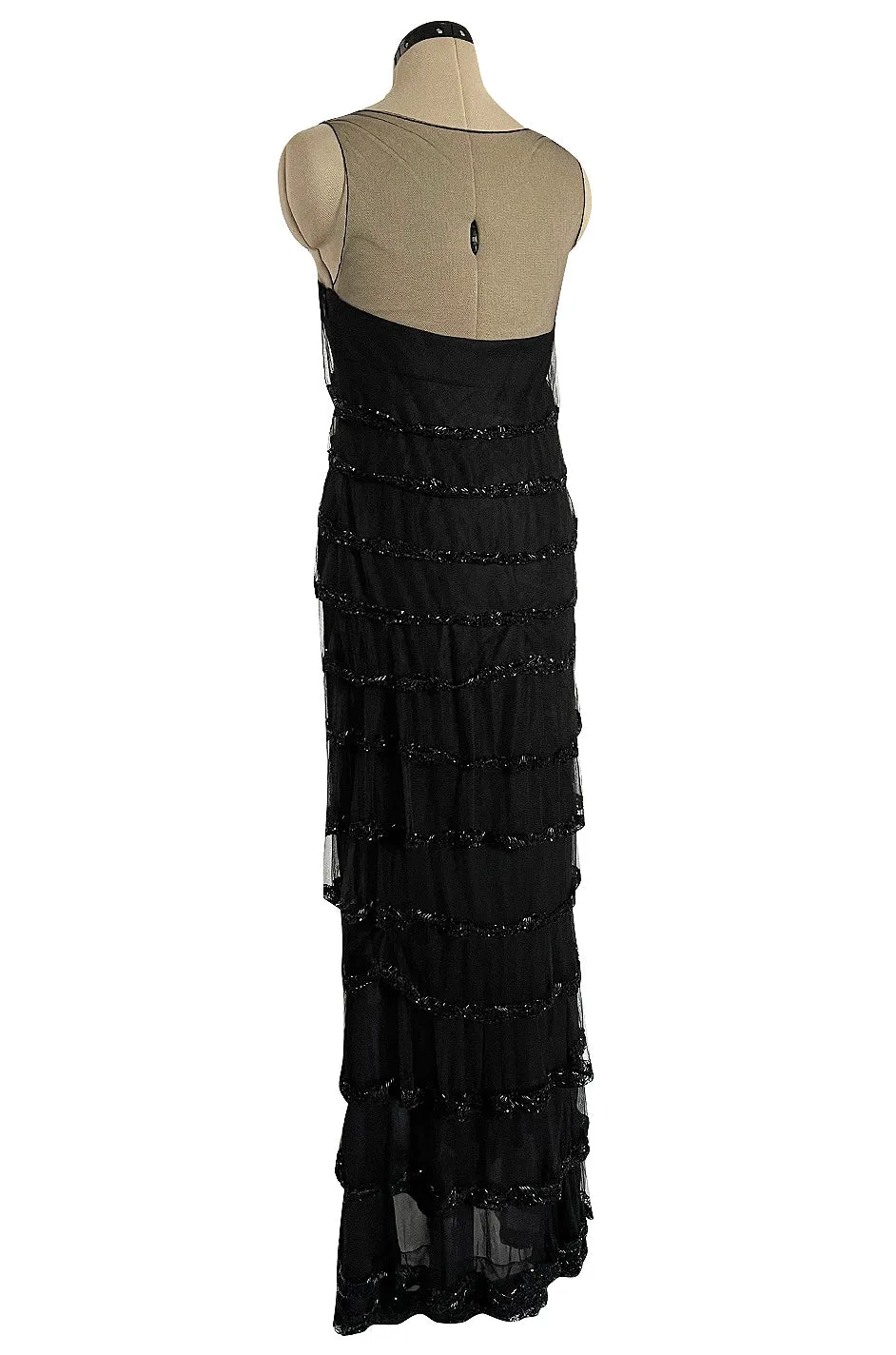 Fall 2006 Nina Ricci by Lars Nilsson Look 34 Black Net Column Dress w Densely Beaded Detailing