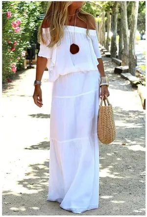 Fashion Solid Patchwork Off the Shoulder Straight Dresses