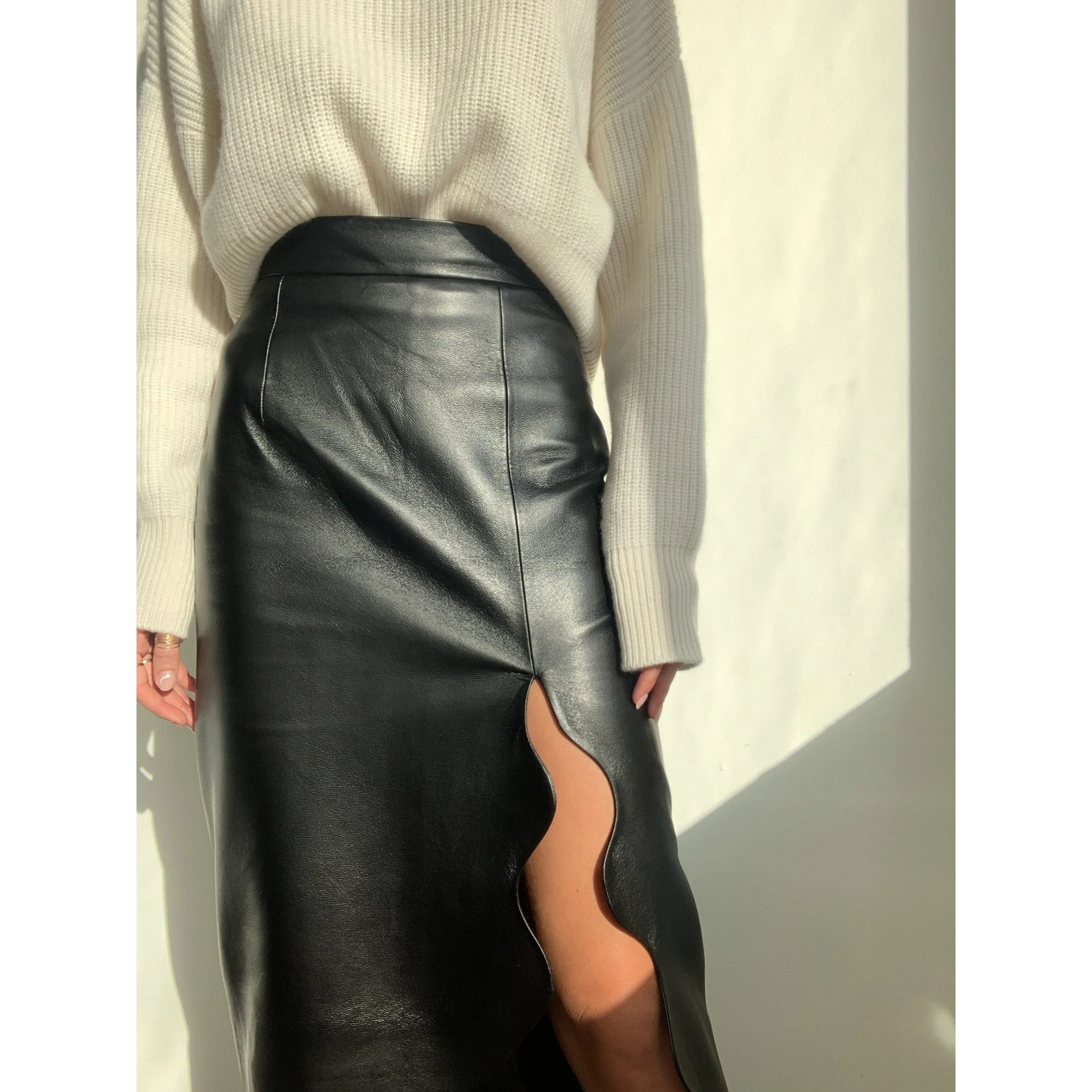 Faux Leather Wave Skirt | Women’s Clothing Boutique
