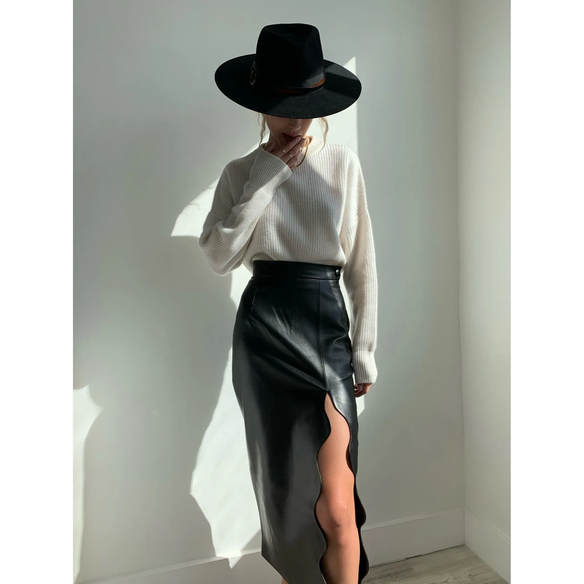 Faux Leather Wave Skirt | Women’s Clothing Boutique
