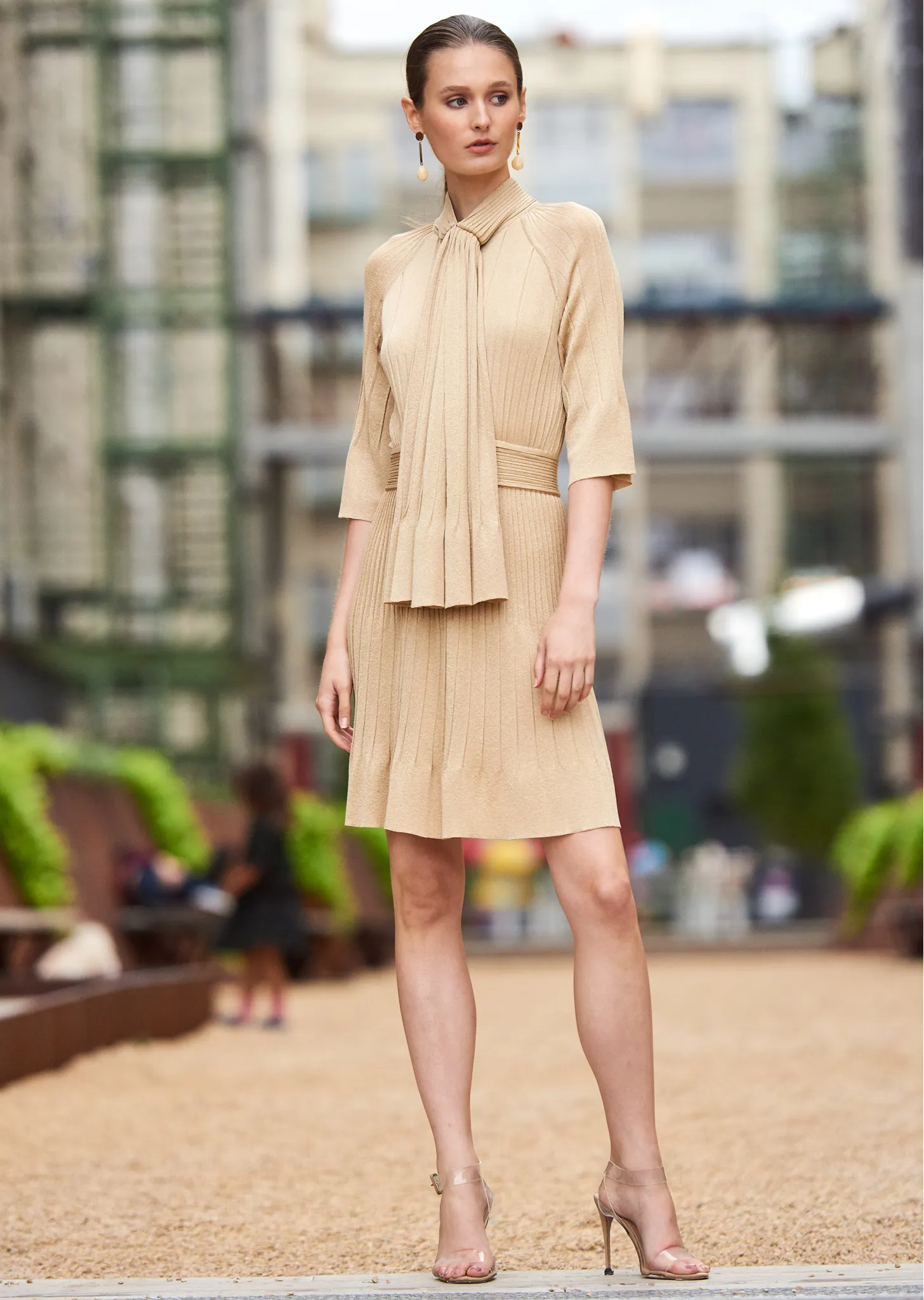Fawn - Shimmering Dress with Neck Tie