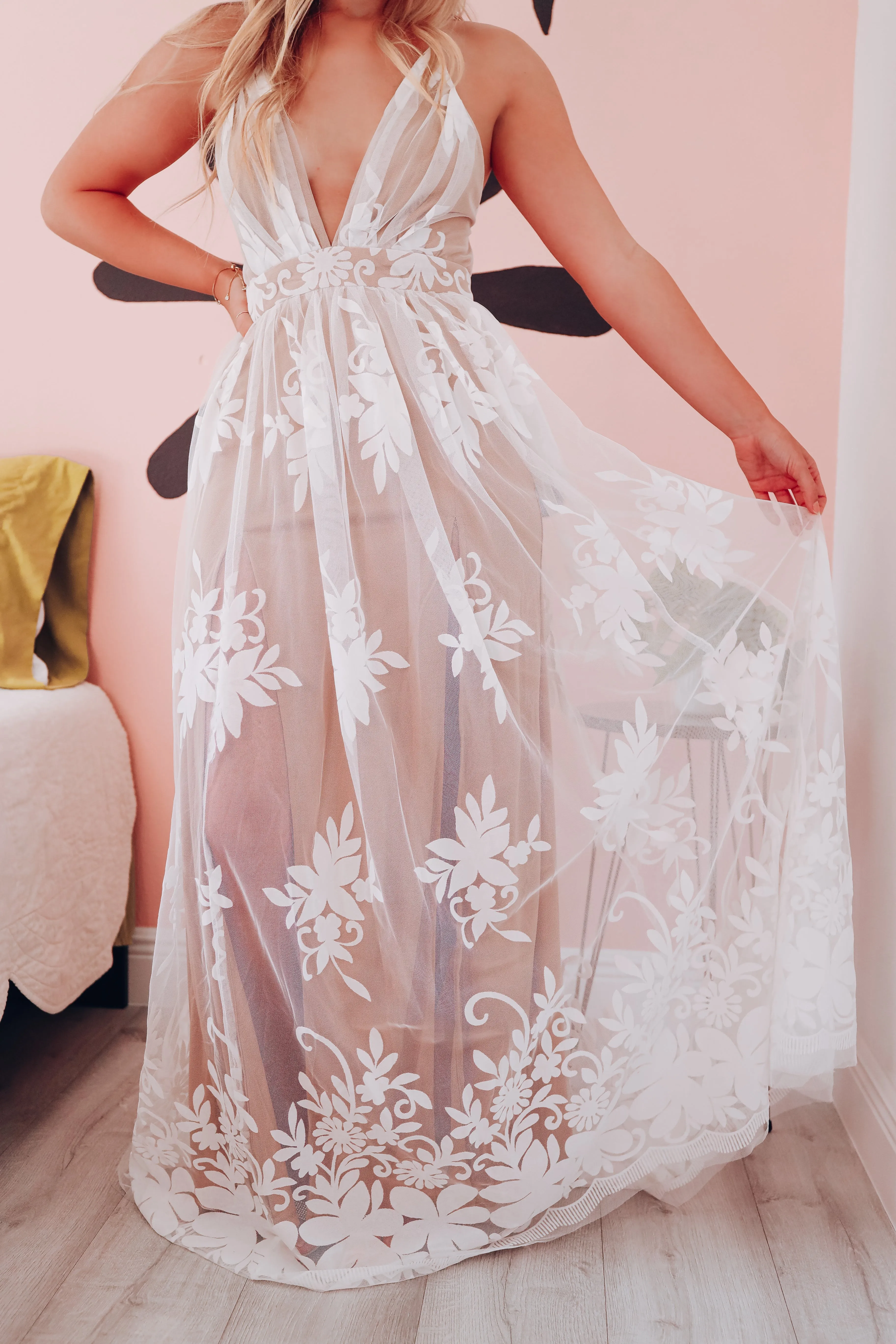 First Glance Floral Tulle Maxi Gown