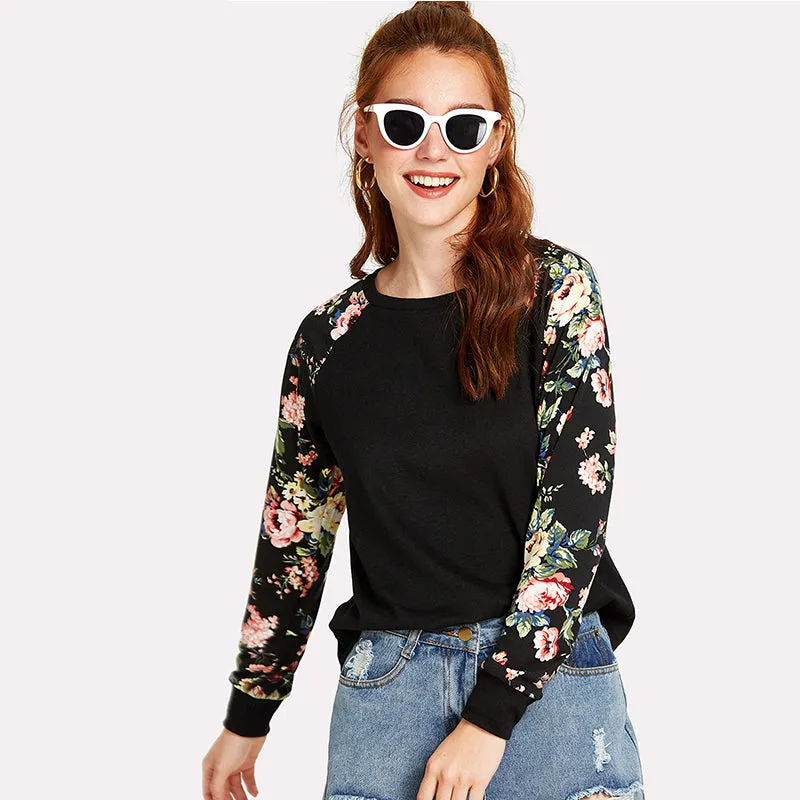 Floral Raglan Long Sleeve Shirt