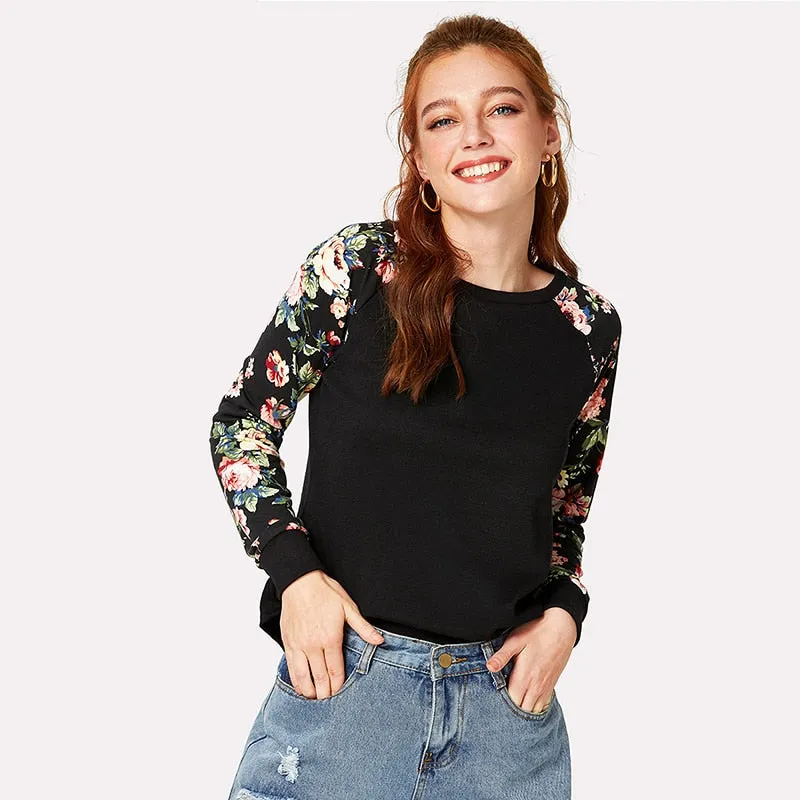 Floral Raglan Long Sleeve Shirt