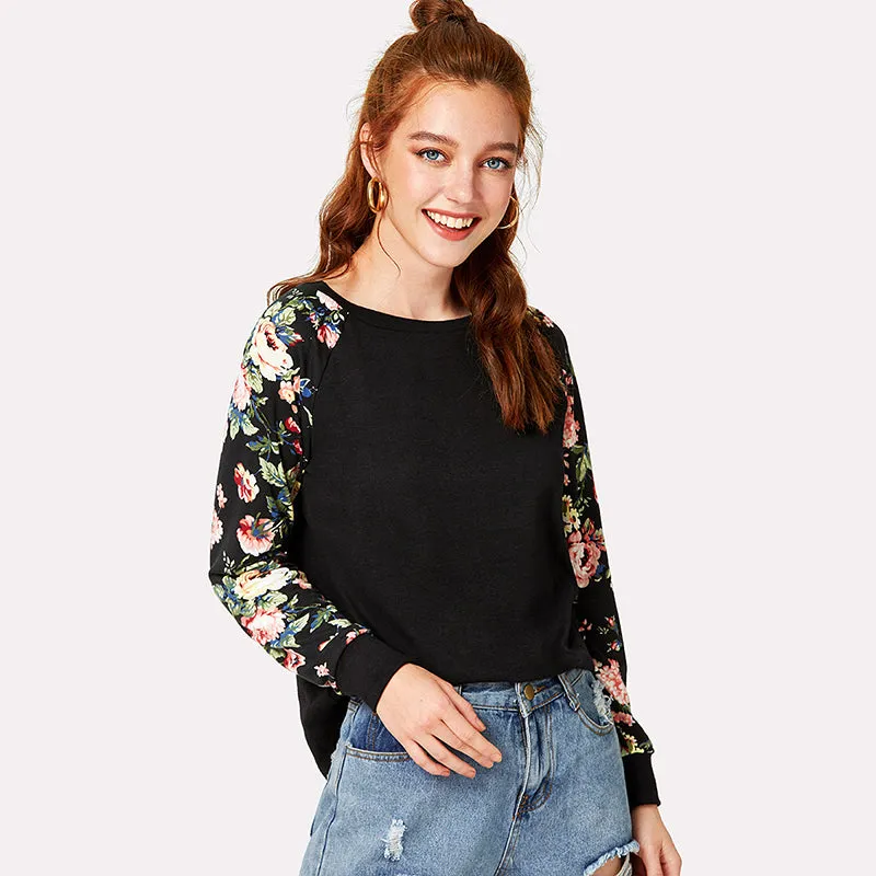 Floral Raglan Long Sleeve Shirt