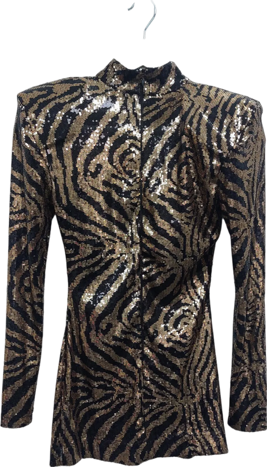 Francesca Couture Metallic Seqinned Animal Print Mini Dress UK S