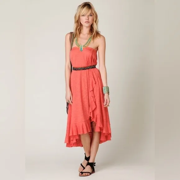 Free People Beach Cascade Convertible Skirt, Tangerine, Size Small, Oversized