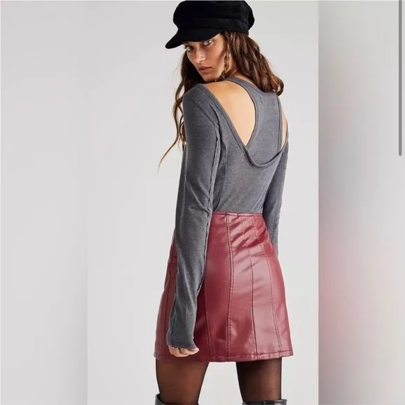 Free People Layla Vegan Leather Mini Skirt