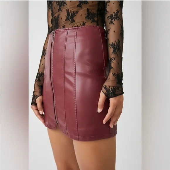 Free People Layla Vegan Leather Mini Skirt