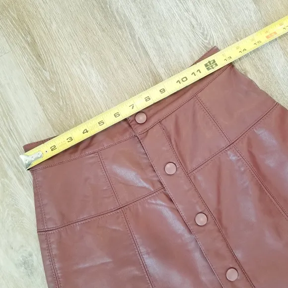 Free People Maisie Vegan Leather Mini Skirt Lined Snap Closure High Rise NWT
