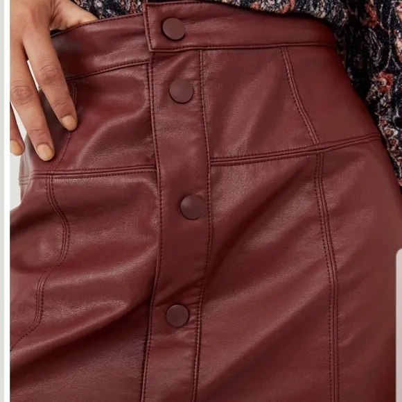 Free People Maisie Vegan Leather Mini Skirt Lined Snap Closure High Rise NWT