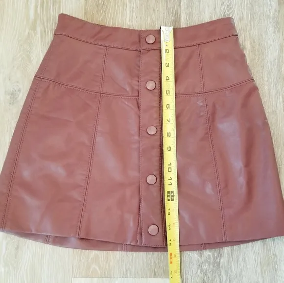 Free People Maisie Vegan Leather Mini Skirt Lined Snap Closure High Rise NWT