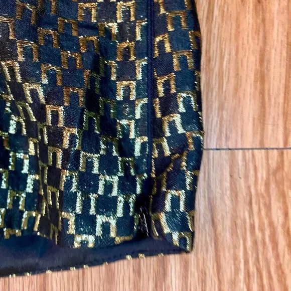 French Connection One Shoulder Gold Metallic Mini Cocktail Dress Womens 6