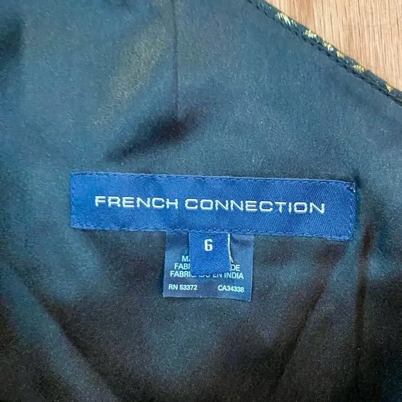 French Connection One Shoulder Gold Metallic Mini Cocktail Dress Womens 6