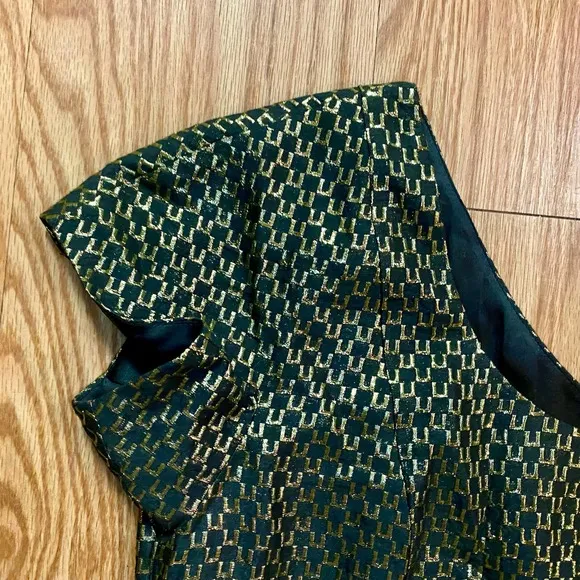 French Connection One Shoulder Gold Metallic Mini Cocktail Dress Womens 6