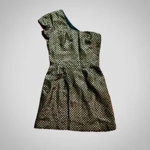 French Connection One Shoulder Gold Metallic Mini Cocktail Dress Womens 6