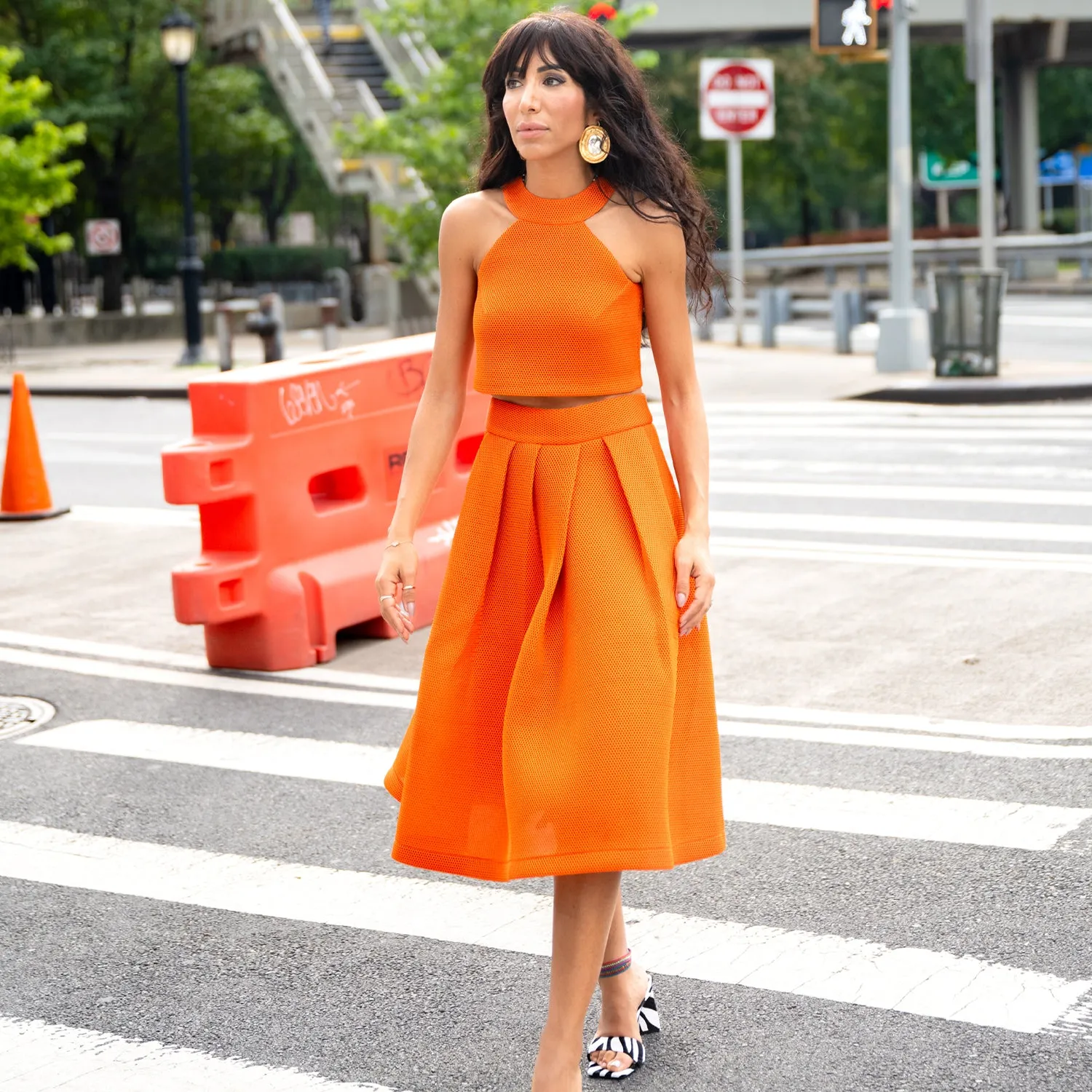Full Midi Skirt in Orange