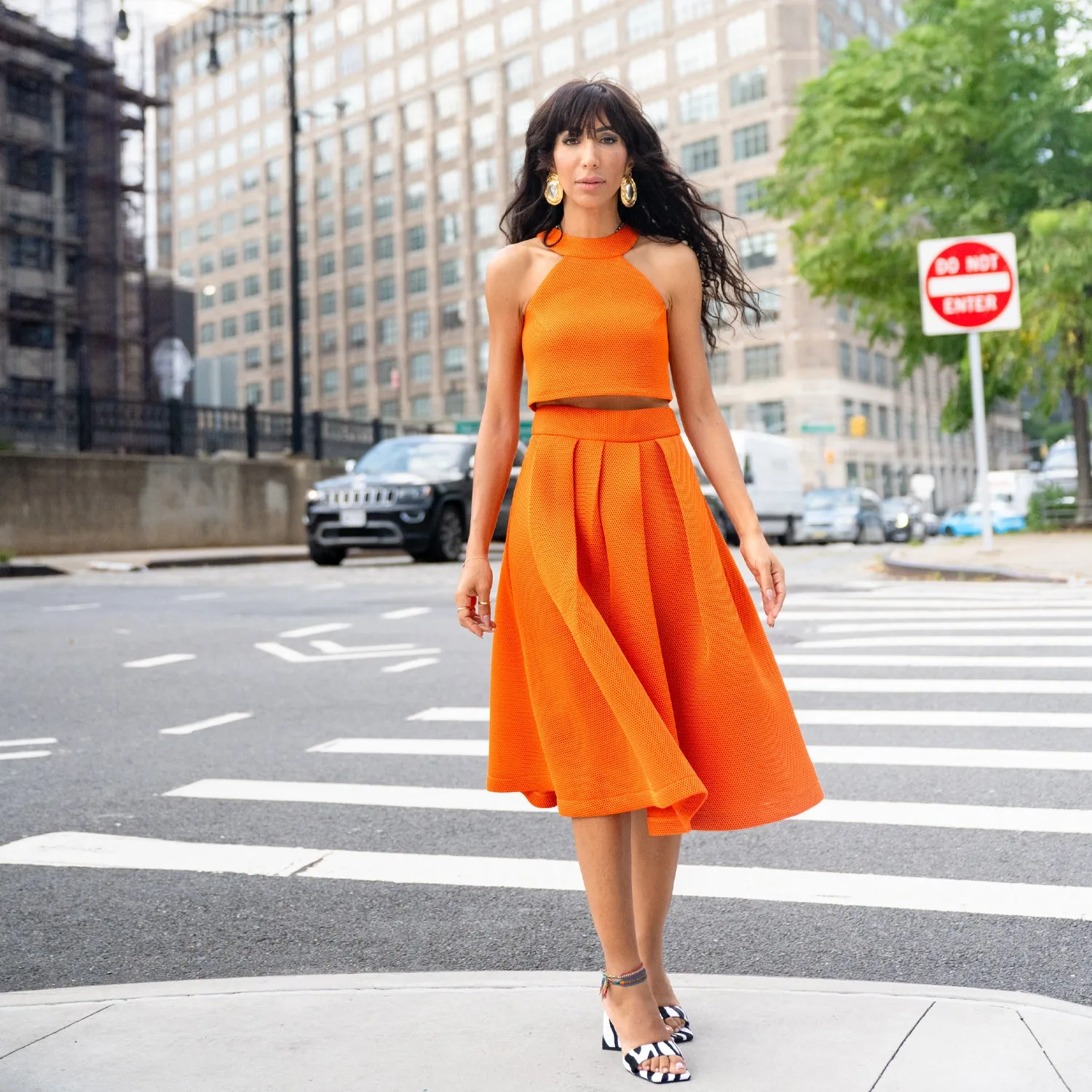 Full Midi Skirt in Orange