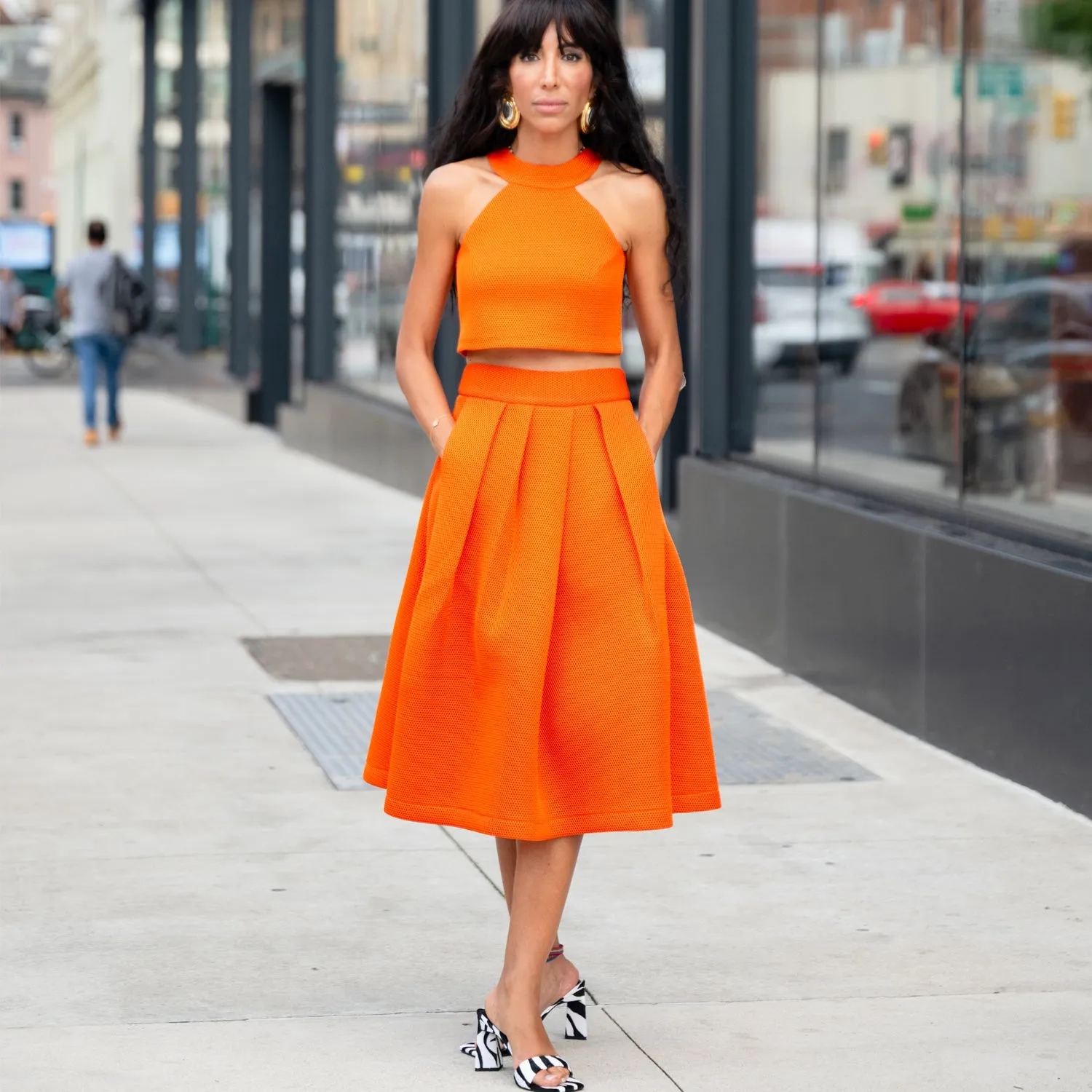 Full Midi Skirt in Orange