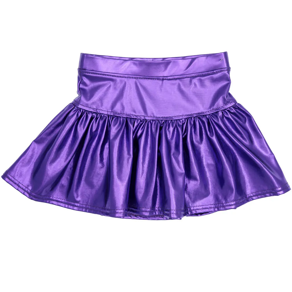 Girls Metallic Gathered Skort - Purple