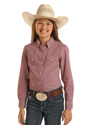 GIRLS PANHANDLE RED PIN STRIPE LONG SLEEVE