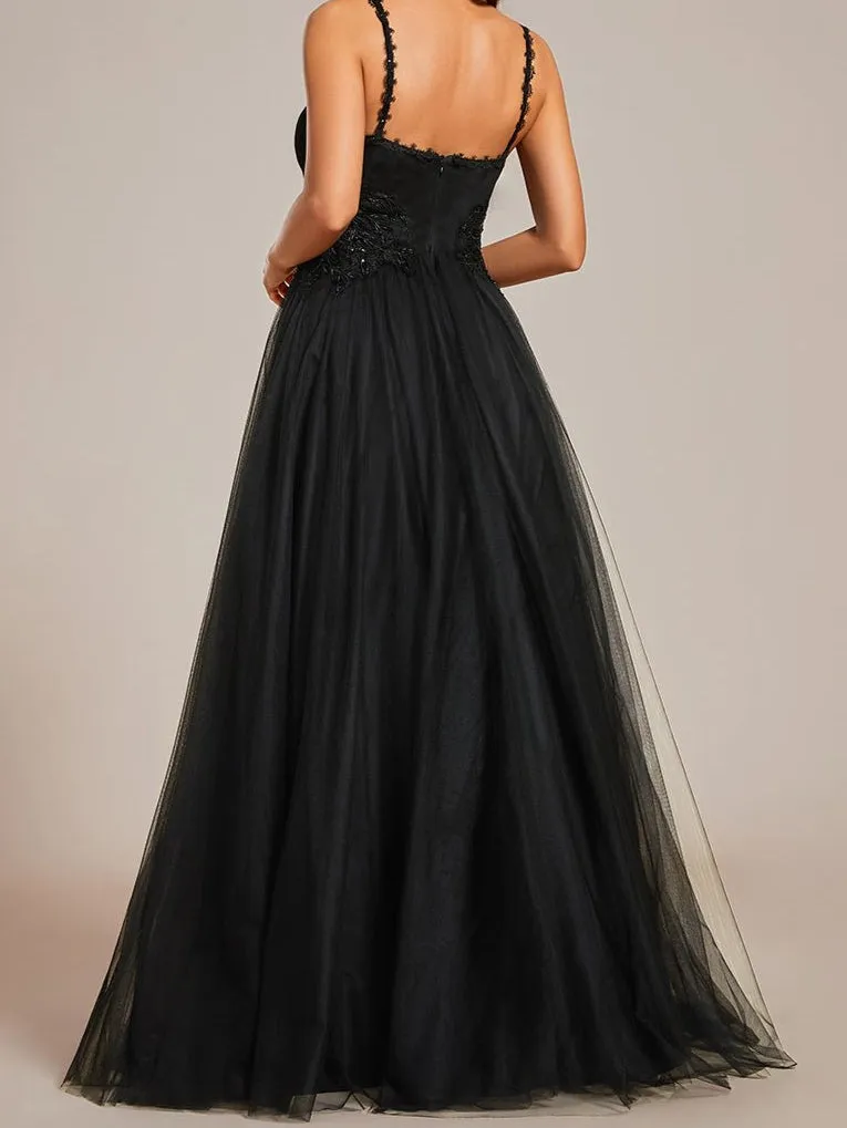 Gloria black tulle wedding or ball gown with beading s8 Express NZ wide