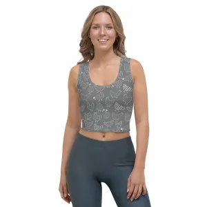 Grey Hen Print Crop Top
