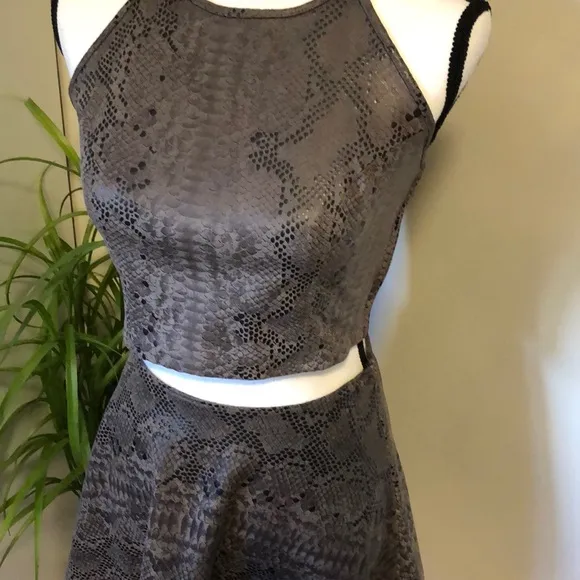 Guess Snakeskin Crop Top &amp; Skirt