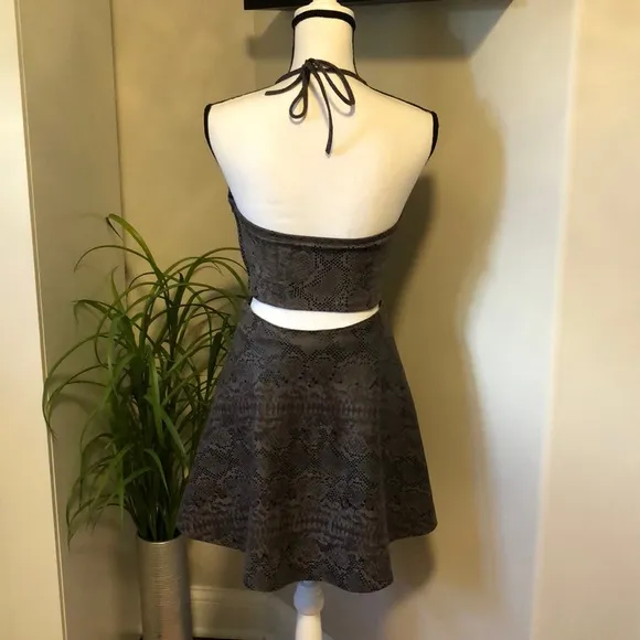 Guess Snakeskin Crop Top &amp; Skirt