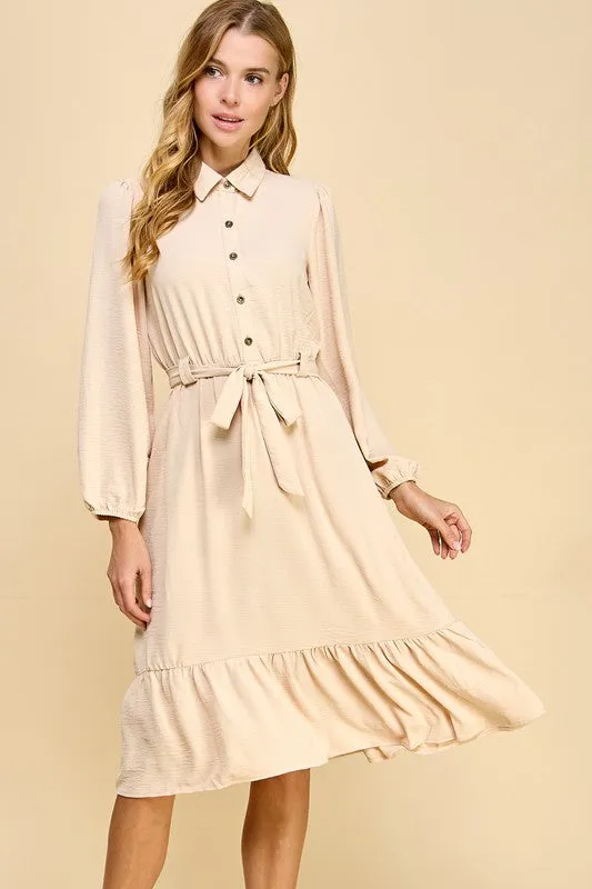 HALF BUTTON DOWN SHIRT DRESS