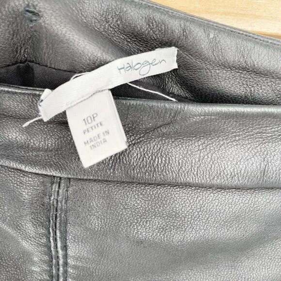 Halogen Leather and Ponte Knit Panel Pencil Skirt in Black Women's 10 Petite