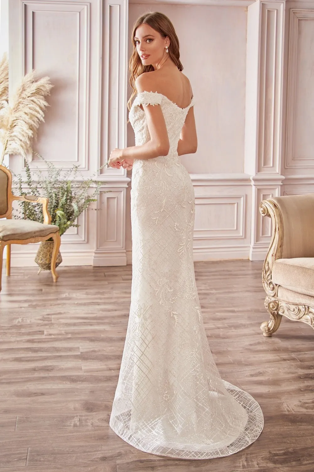 Hannah Wedding Dress Off Shoulder Column Gown 740929THR