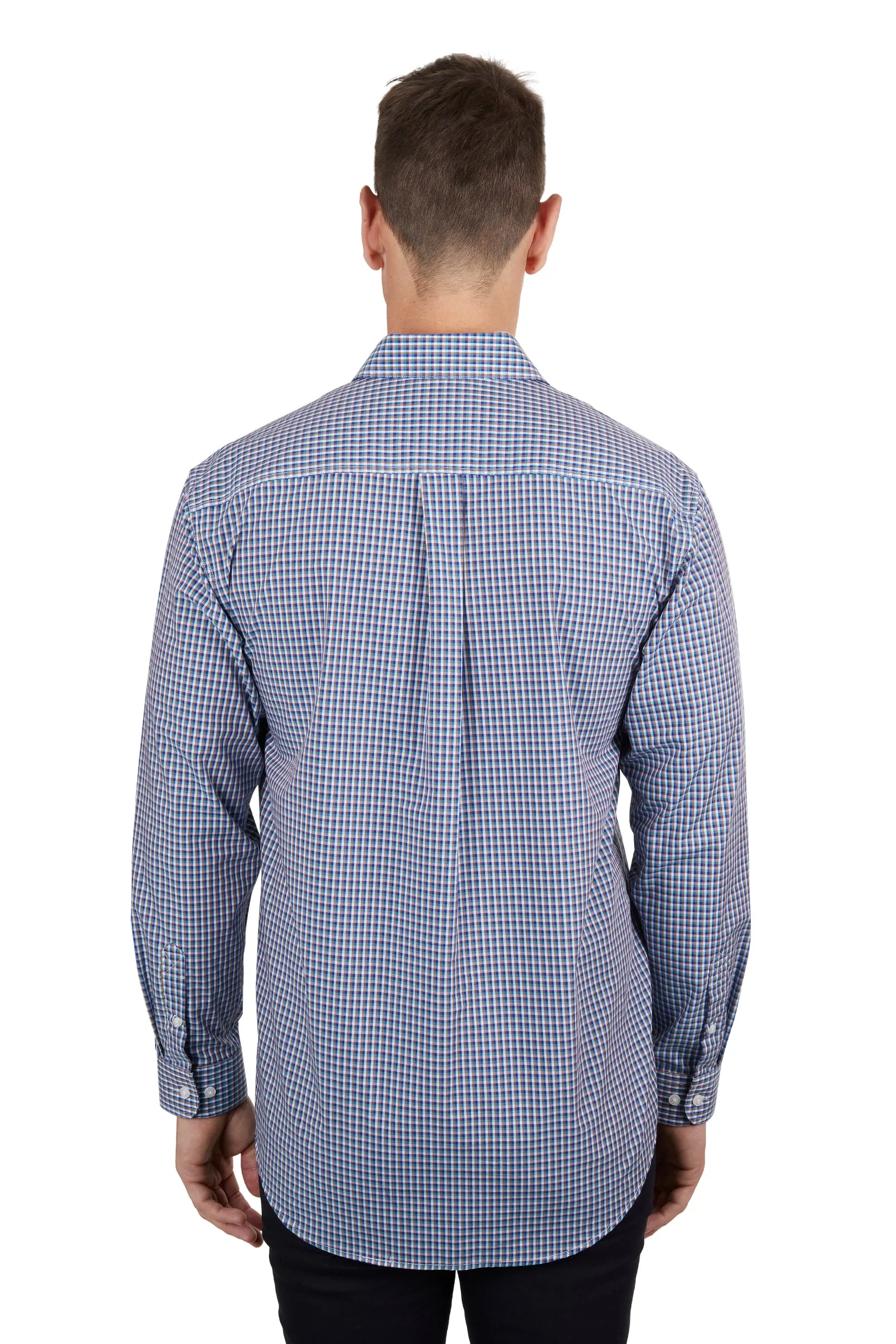 Hard Slog Mens Bobbie 1/2 LS Placket Shirt Navy & Tan