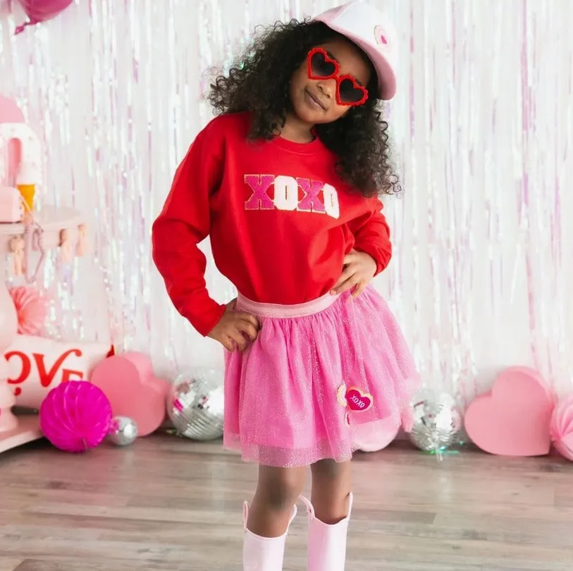 Heart Patch Valentine's Day Tutu - Kids Dress Up Skirt