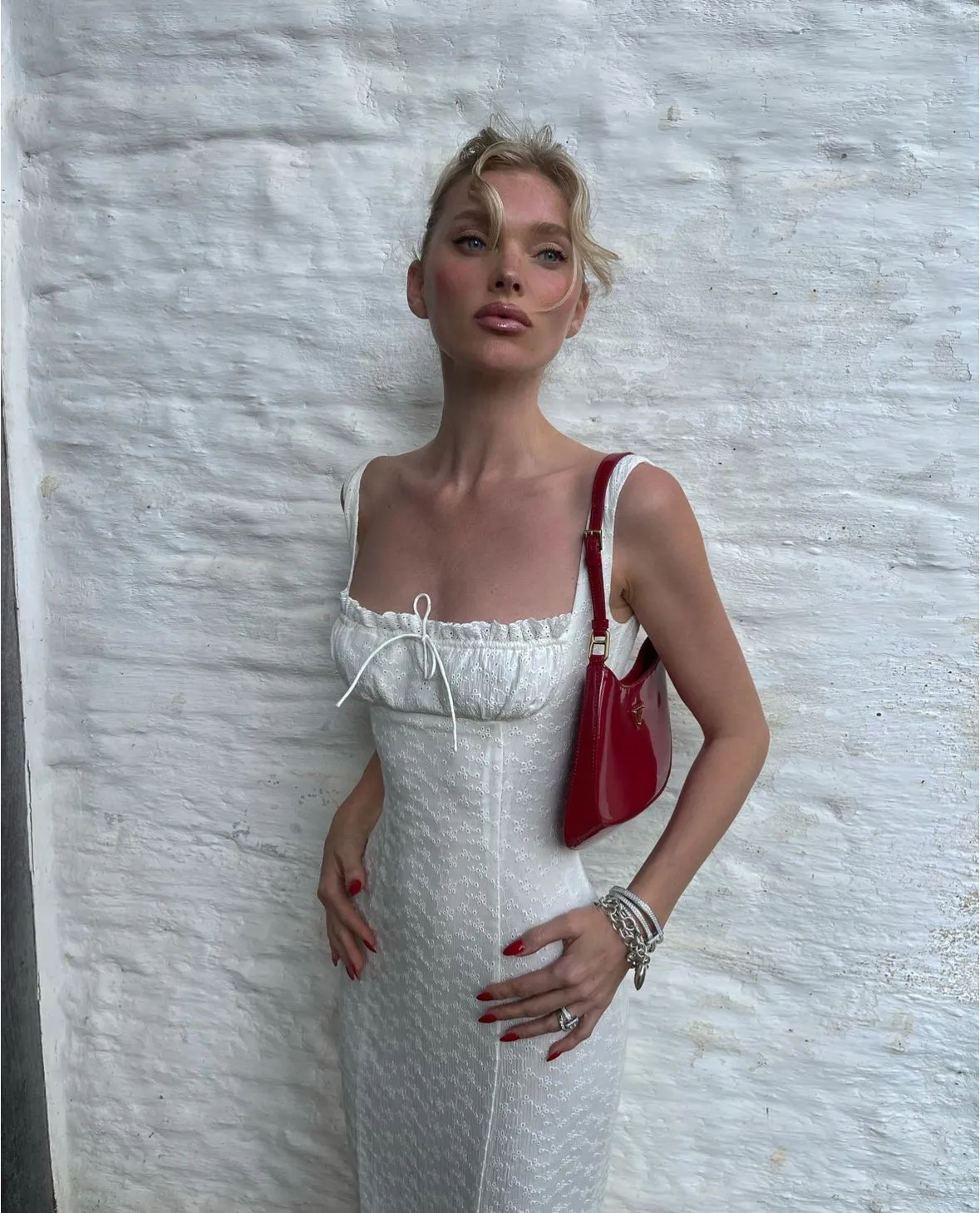 Helsa Studio - Eyelet Column Dress in White