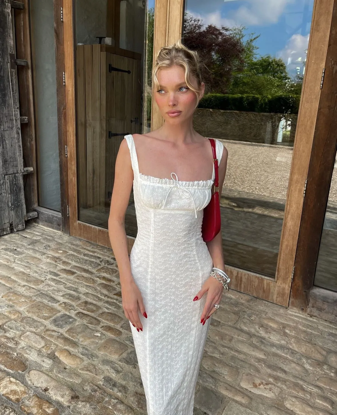 Helsa Studio - Eyelet Column Dress in White