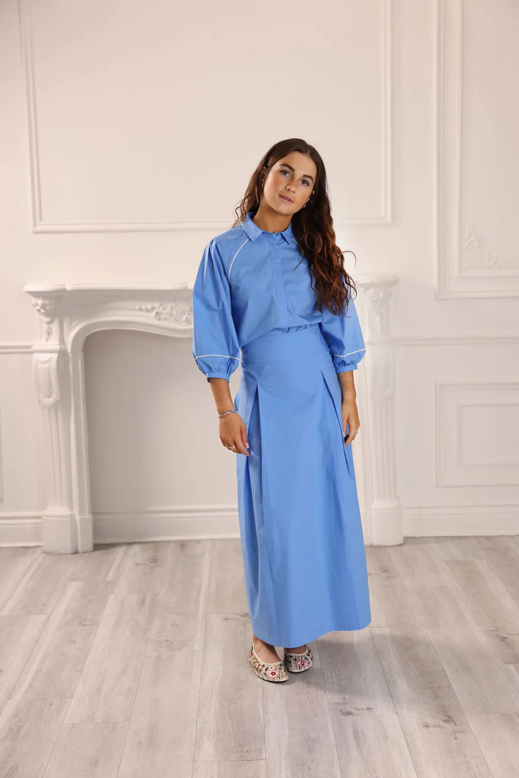 High waist royal blue skirt by Gem