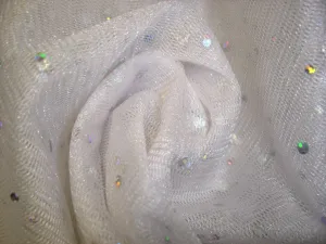 Holographic Sequin Metallic Net - White/Silver