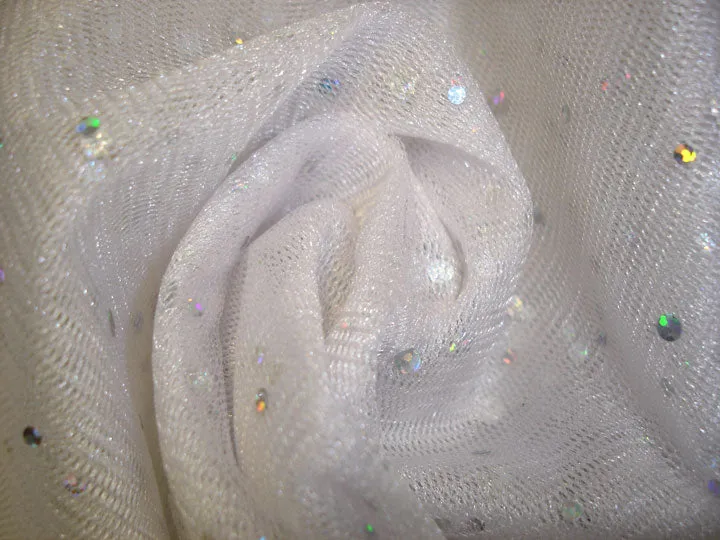 Holographic Sequin Metallic Net - White/Silver
