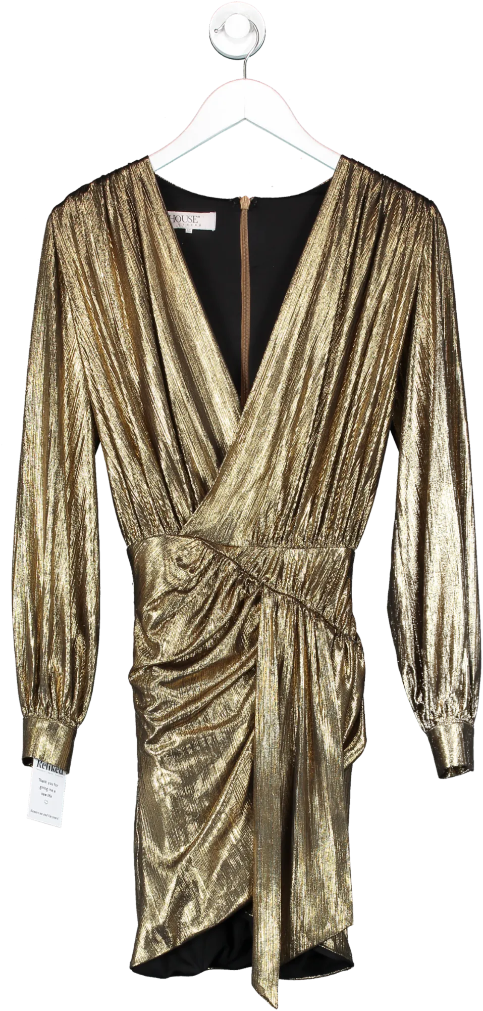 House of CB Metallic Plunge Mini Dress UK XS