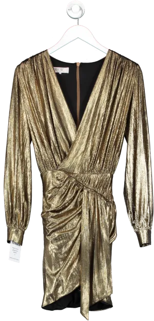 House of CB Metallic Plunge Mini Dress UK XS