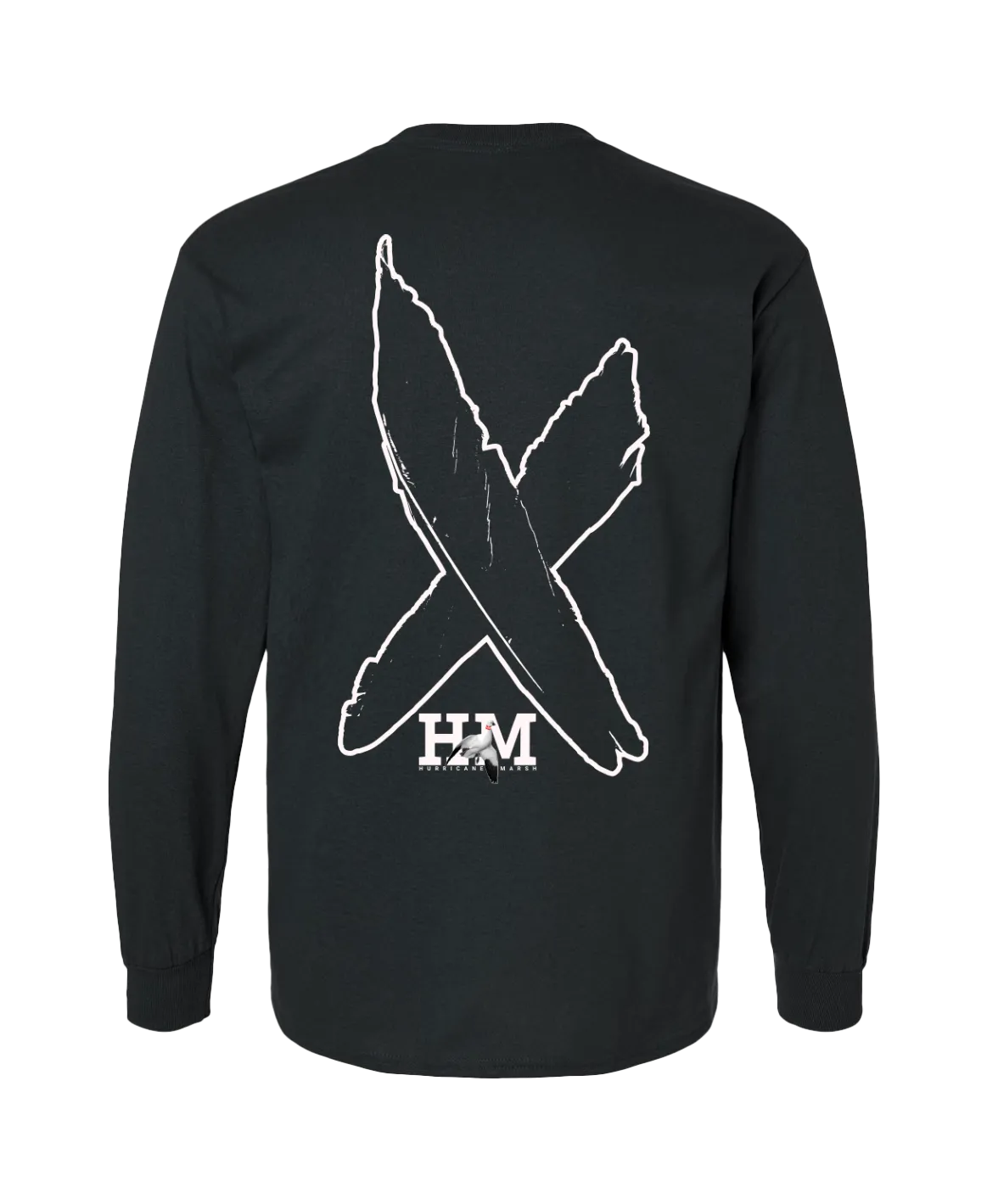 Hurricane Marsh Logo Snow Goose Black Long Sleeve T-Shirt
