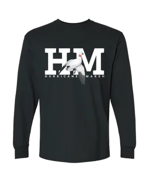 Hurricane Marsh Logo Snow Goose Black Long Sleeve T-Shirt