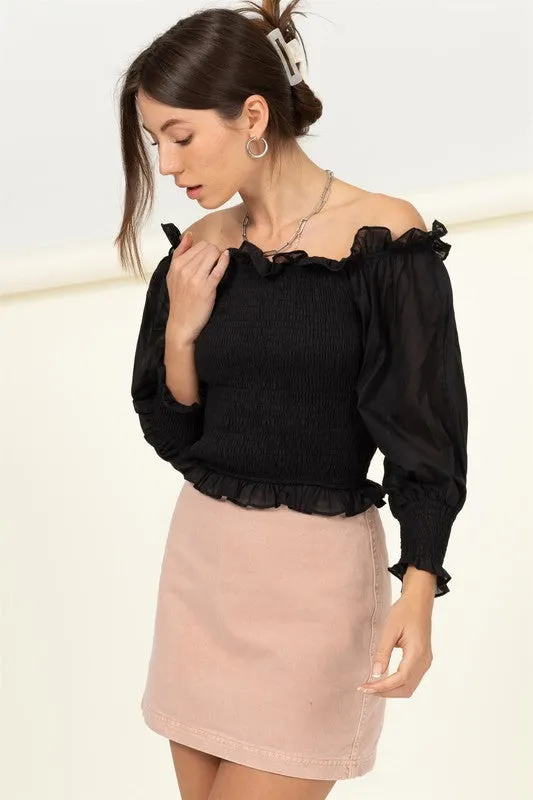HYFVE Sunny Day Smocked Off-the-Shoulder Top