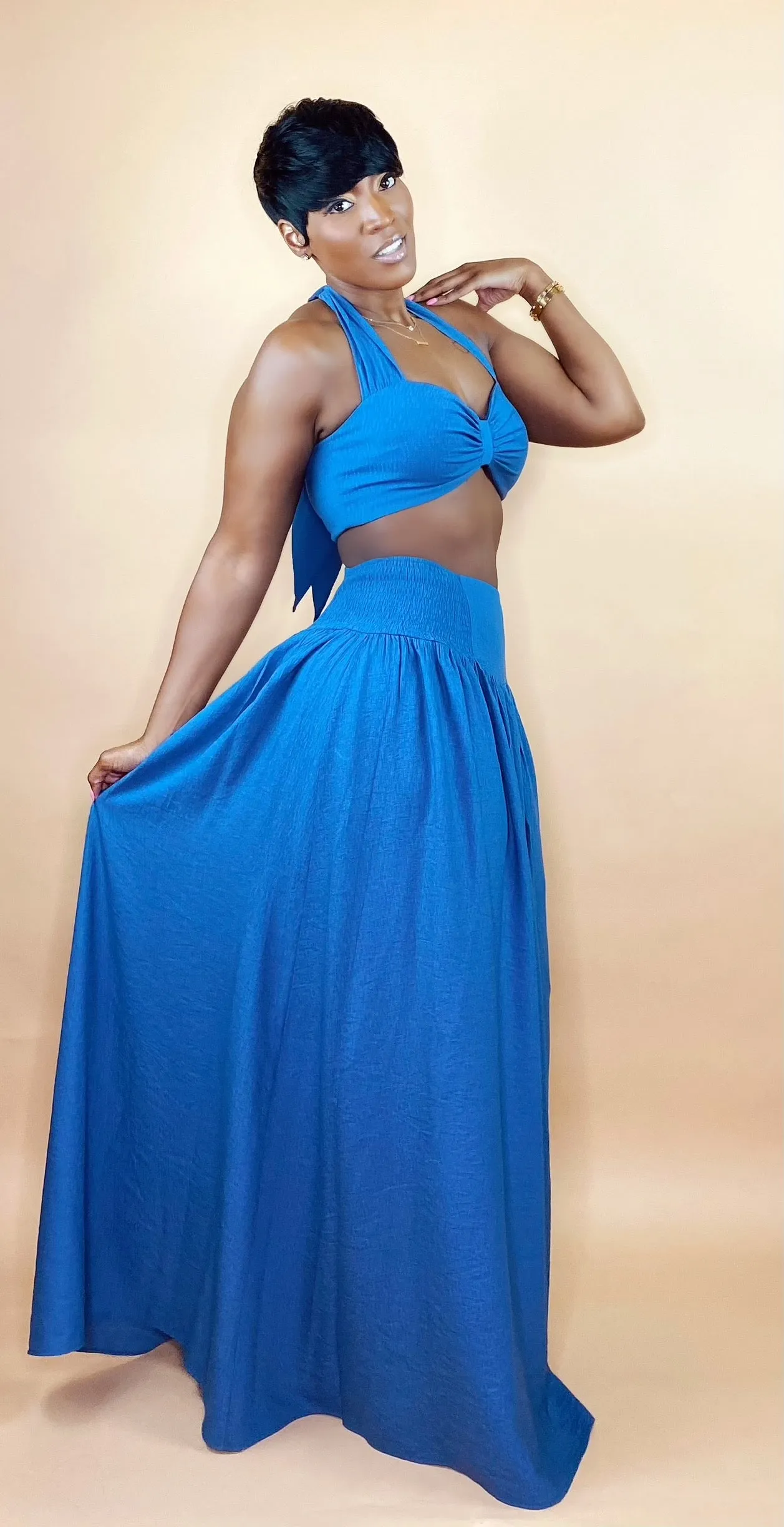 Indigo Blue Skirt Set